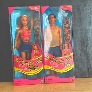 Barbie & Ken dolls. Butterfly Art.